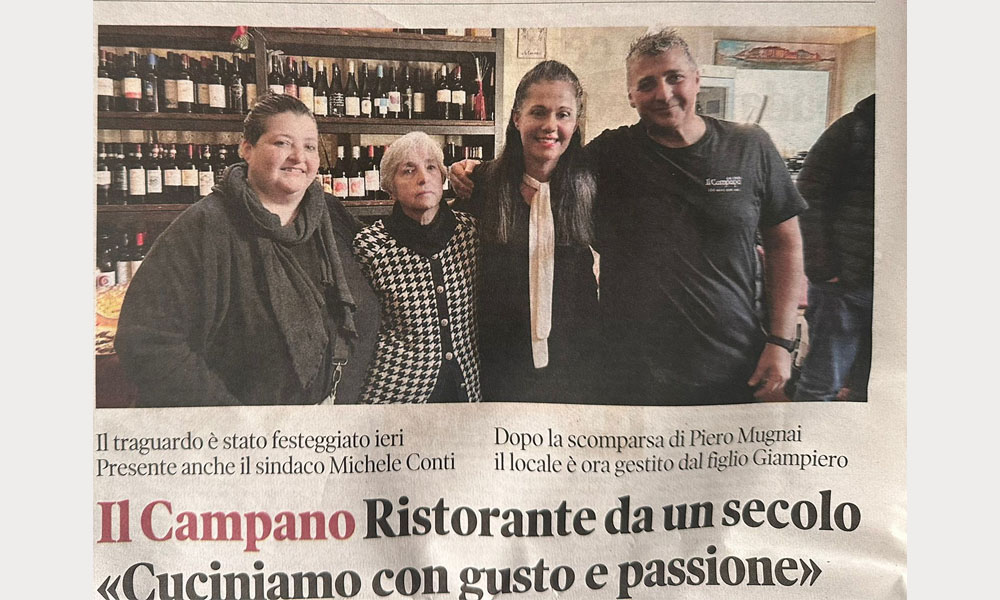 articolo per i 100 anni del ristorante trattoria a Pisa